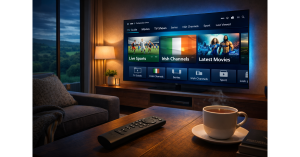 Best IPTV Ireland service interface on a 4K Smart TV.